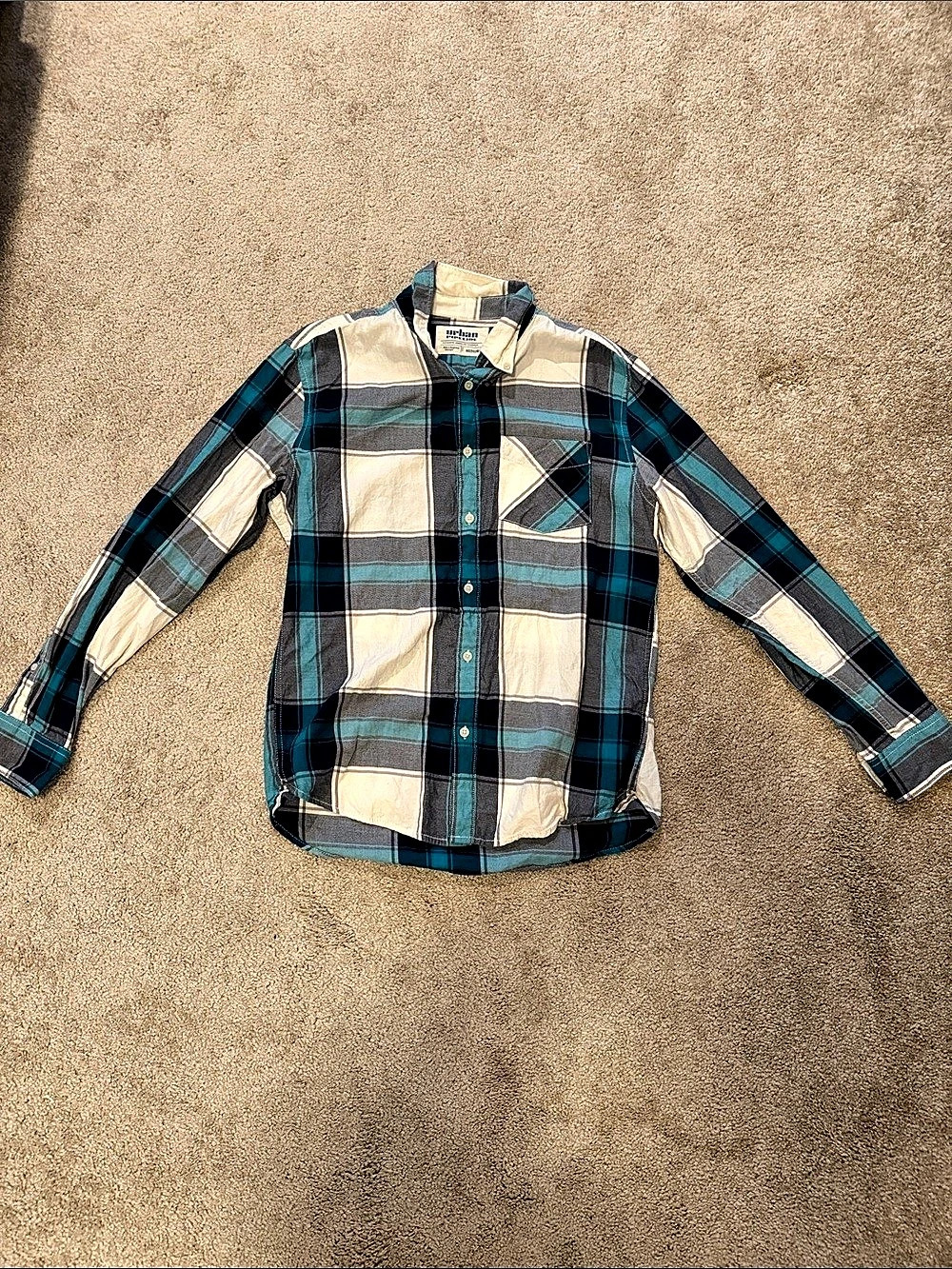 Urban Pipeline Plaid Button Down in Blue & White Medium